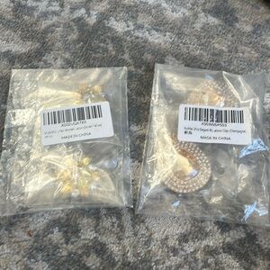 Rhinestone Shoe Clips/ Gold/ 2 pair